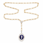 Twisted Diamond Necklace with blue stone