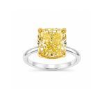 Yellow Cushion Shape Diamond Ring