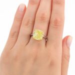 Yellow Cushion Shape Diamond Ring Dubai