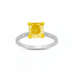 Yellow Cushion shape Diamond Ring Dubai