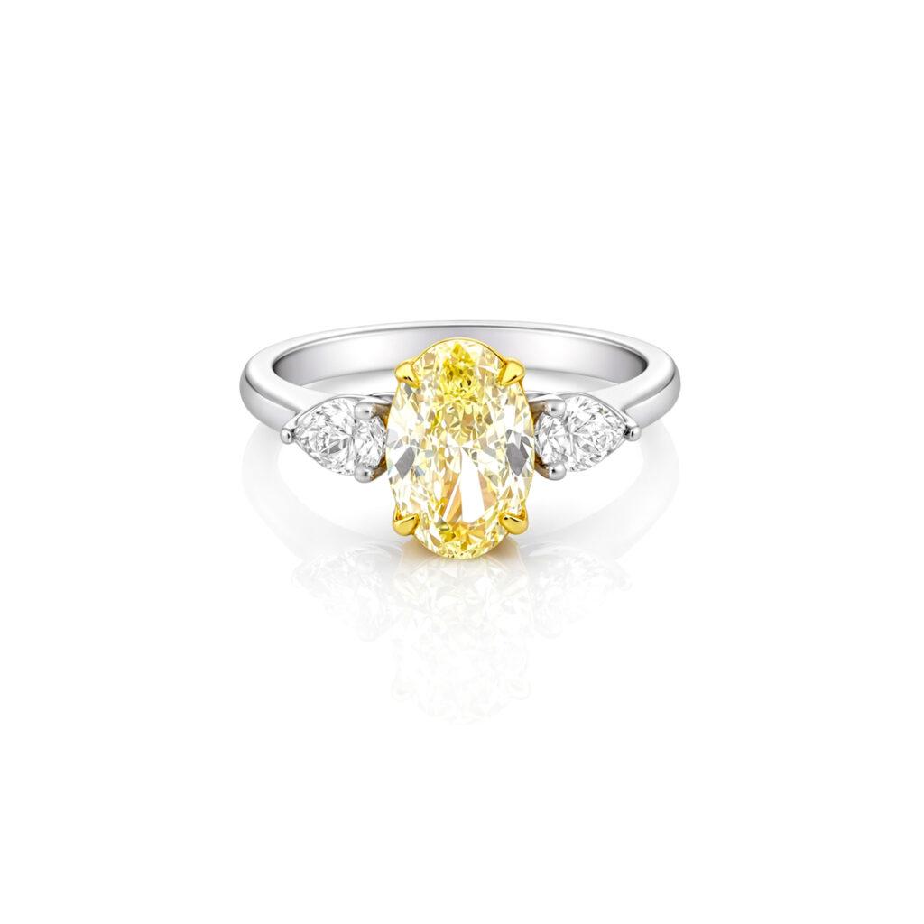 Yellow Oval diamond ring Dubai