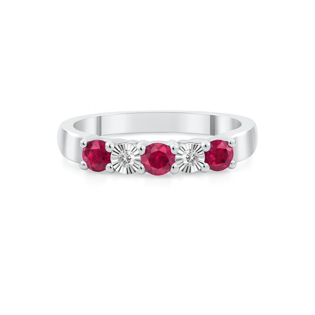 5 stone Diamond And Ruby Ring