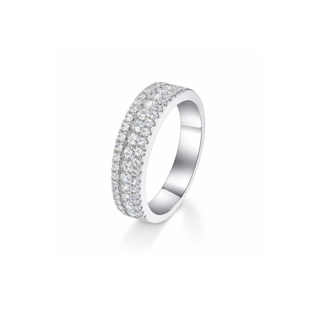 Beveled Pave Diamond Ring