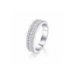 Beveled Pave Diamond Ring