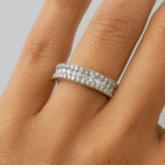 Beveled Pavé Diamond Ring Hand