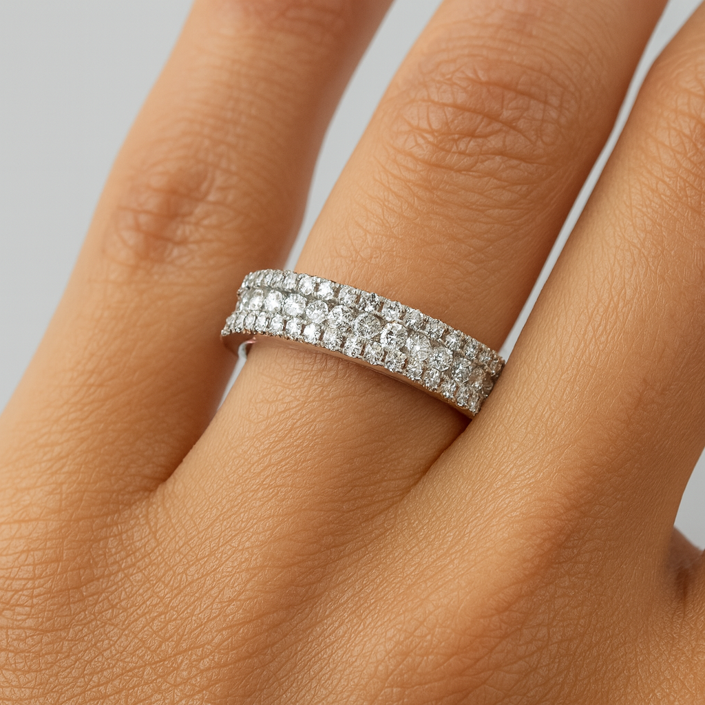 Beveled Pavé Diamond Ring Dubai