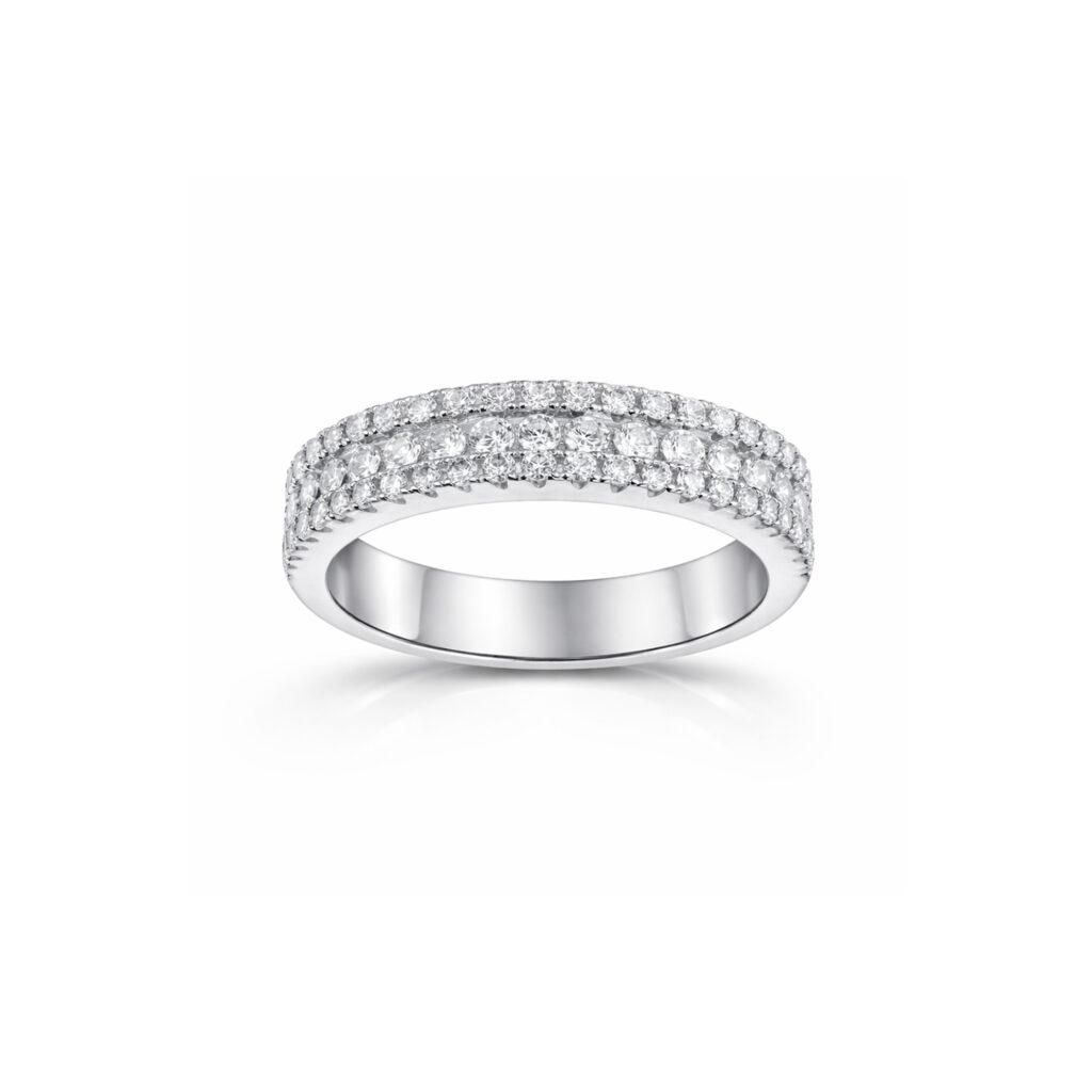 Beveled Pave Diamond Ring UAE