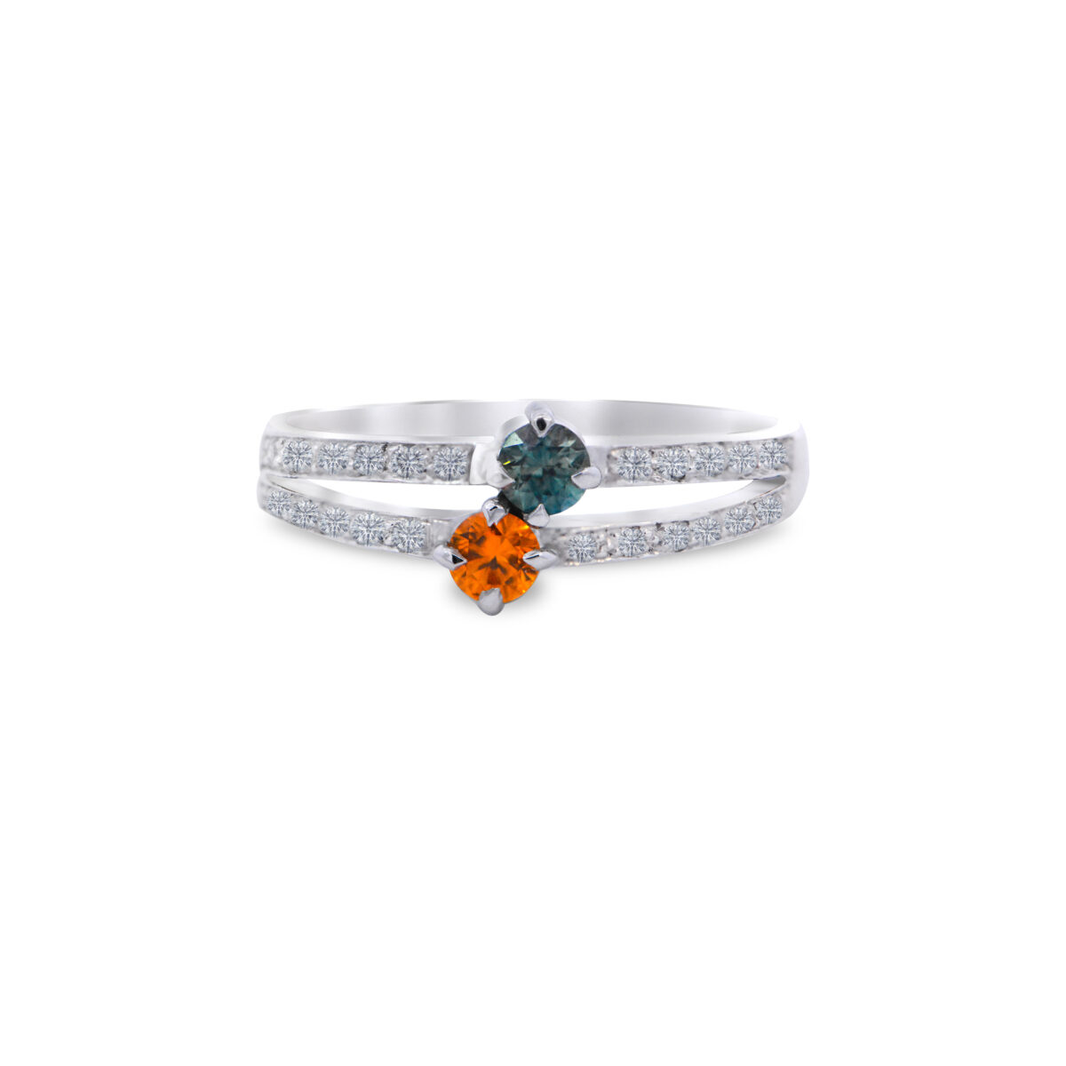 Blue topaz and Citrine ring with diamonds Dubai