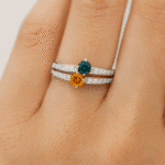Blue topaz and Citrine ring with diamonds Dubai
