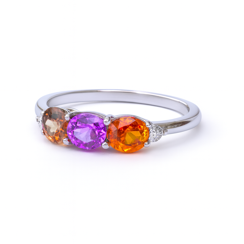 Citrine, topaz and Sapphire ring