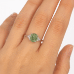 Green amethyst ring with diamonds
