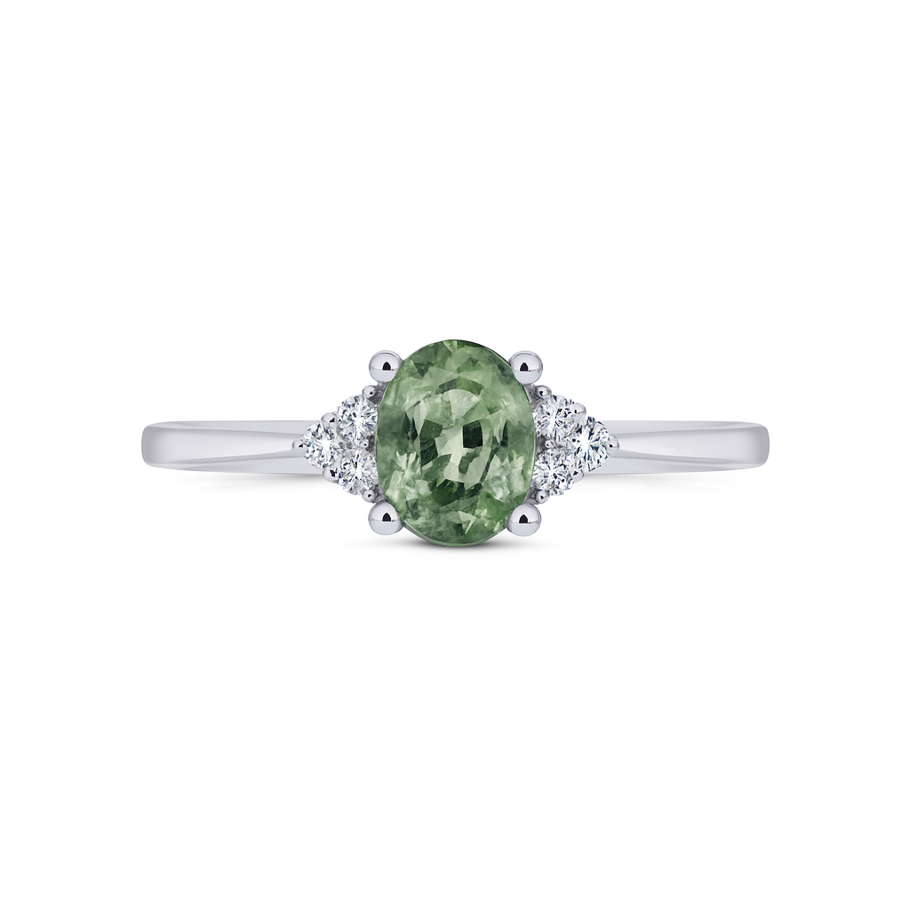 Green amethyst ring with diamonds UAE