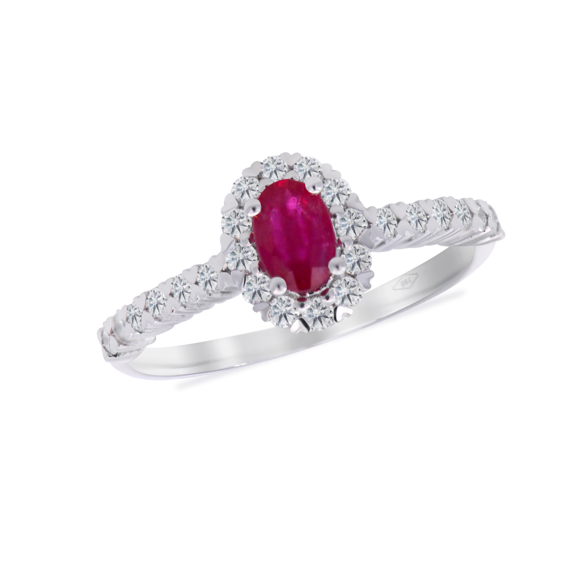 Oval Ruby ring with Diamond Halo Dubai
