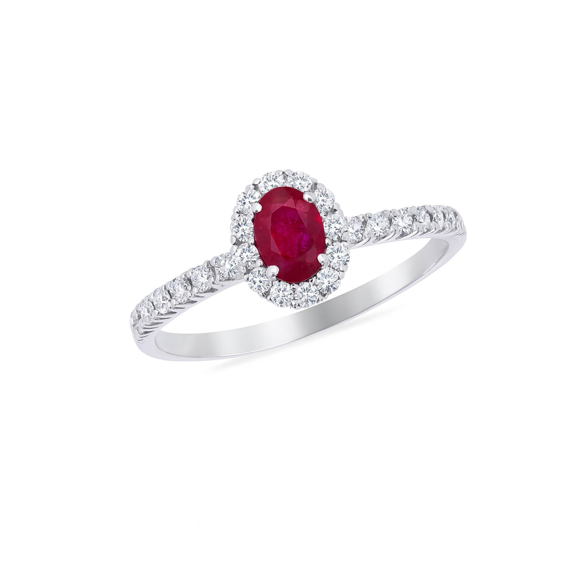 Oval Ruby ring with Diamond Halo Dubai