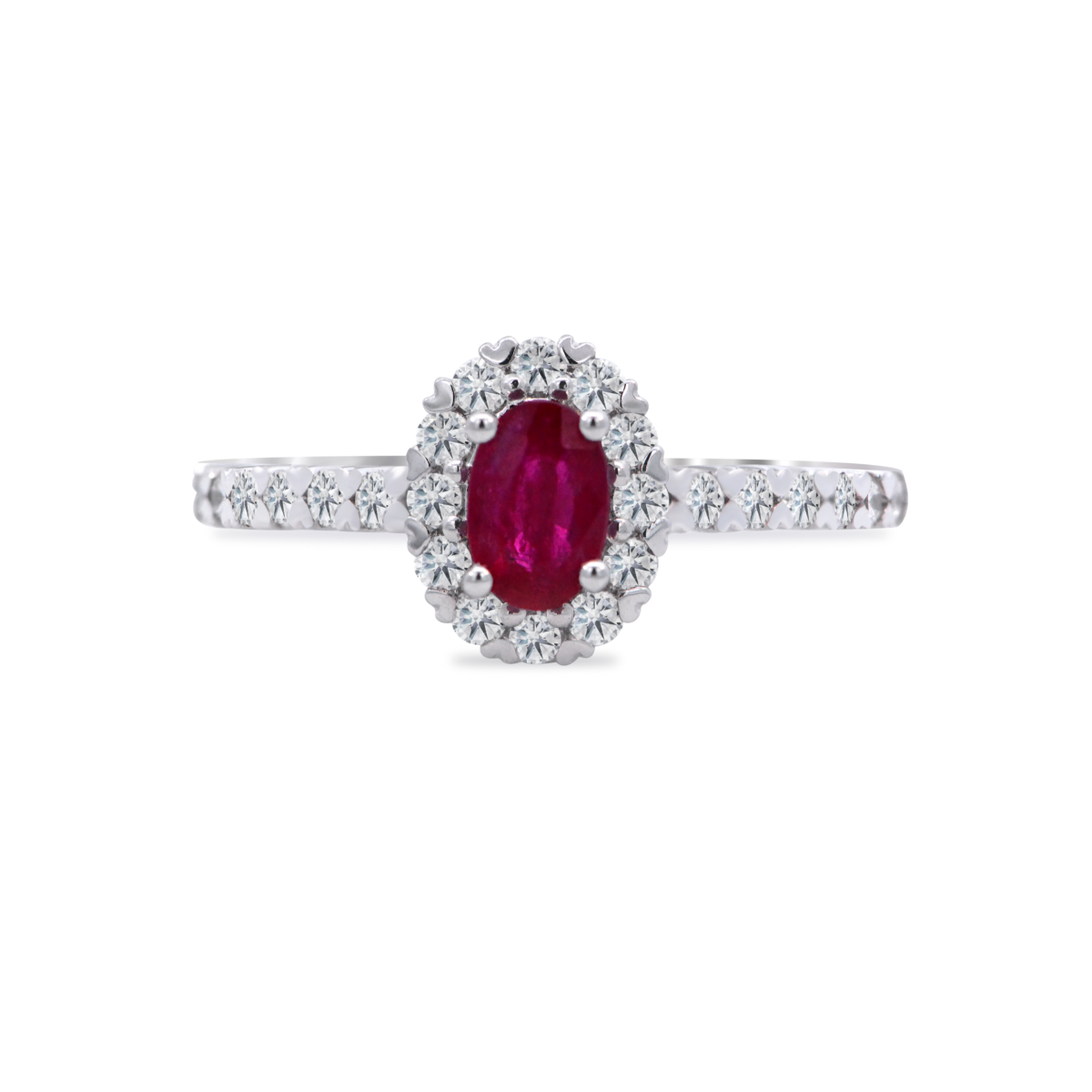 Oval Ruby ring with Diamond Halo UAE