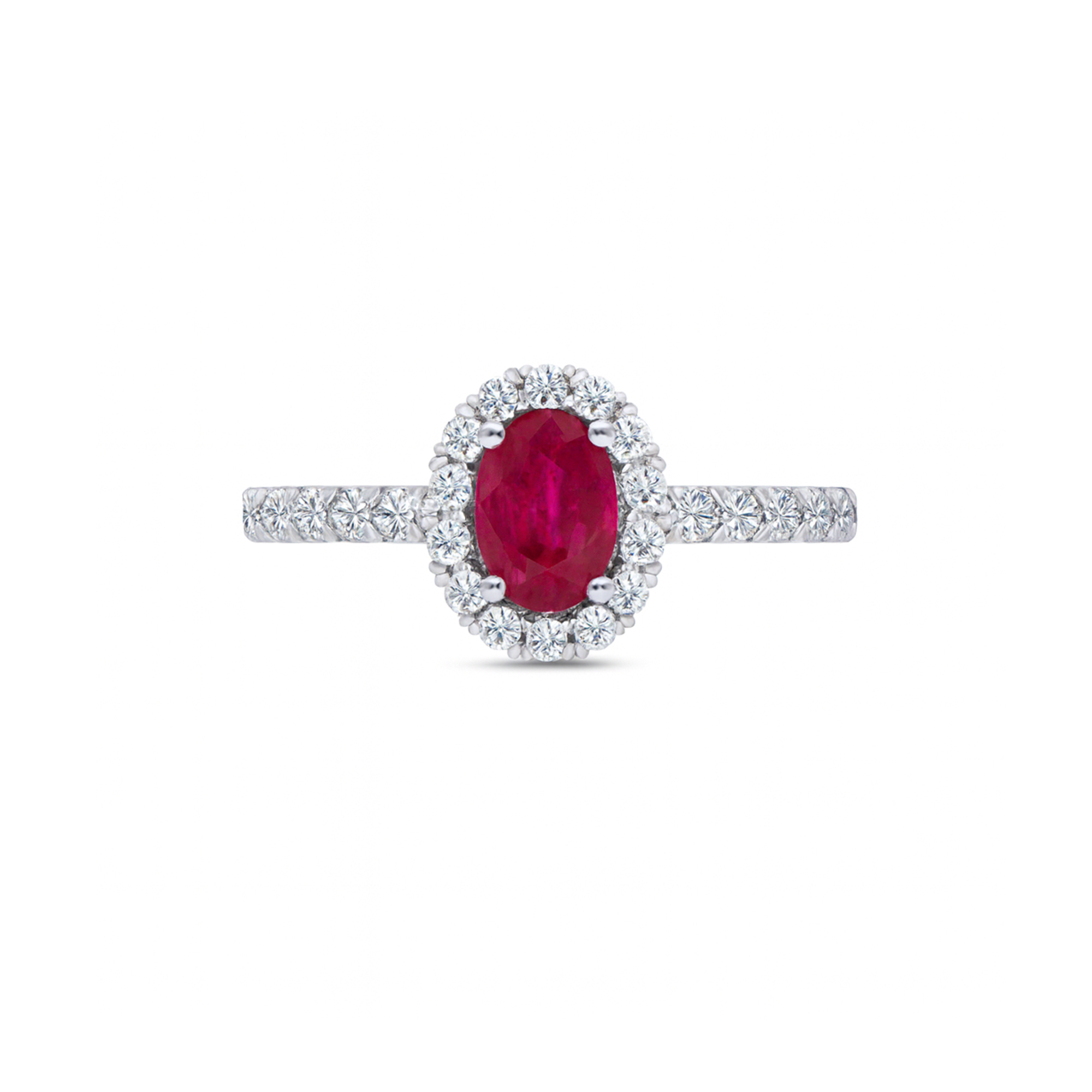 Oval Ruby ring with Diamond Halo UAE