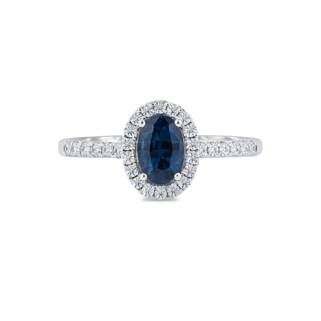 Oval Sapphire ring with Diamond Halo UAE