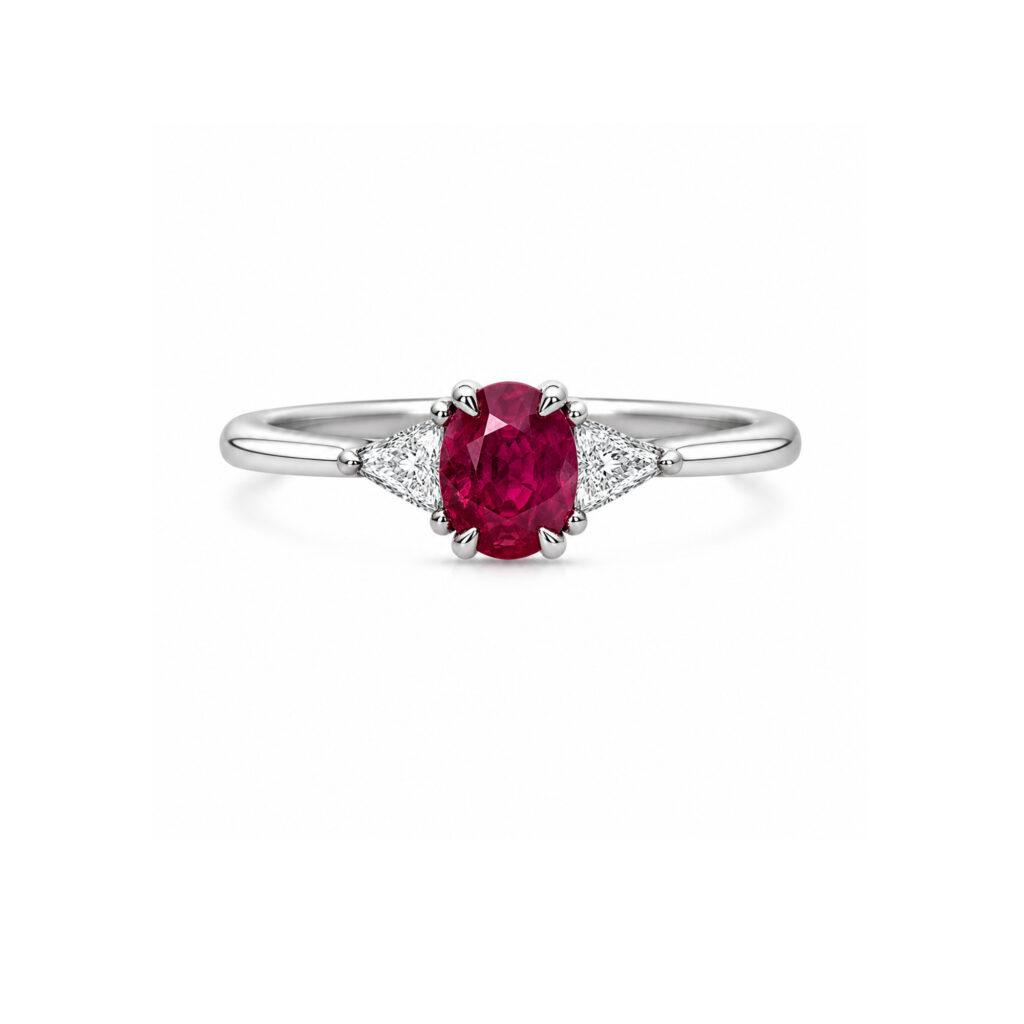 Ruby ring with trilliant cut diamonds Dubai