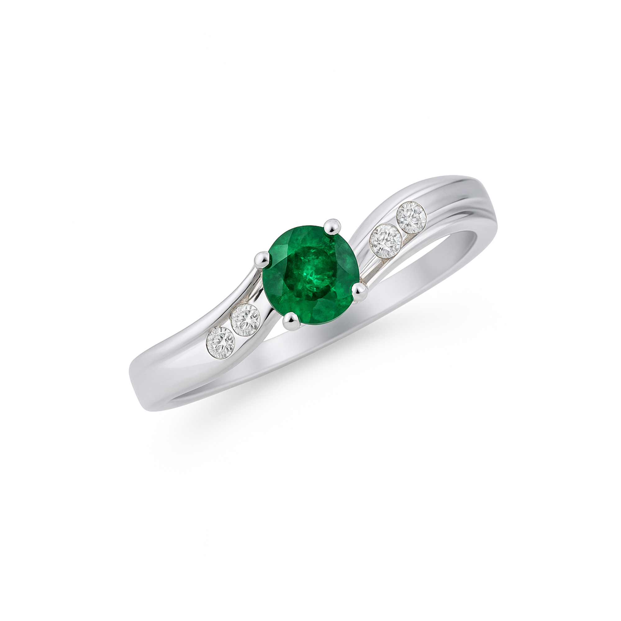 Twisted emerald ring with diamonds
