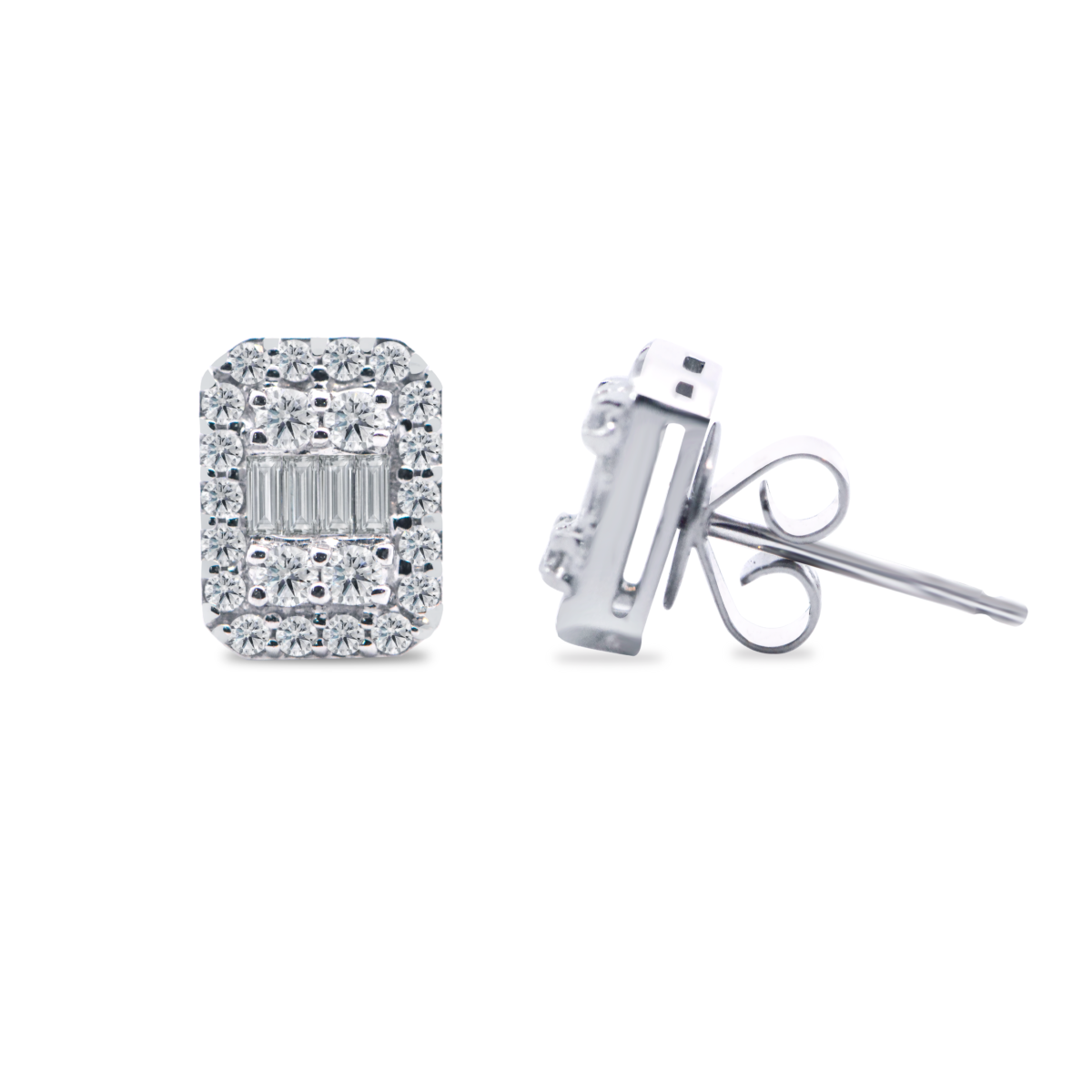 Baguette Diamond Stud Earrings Dubai