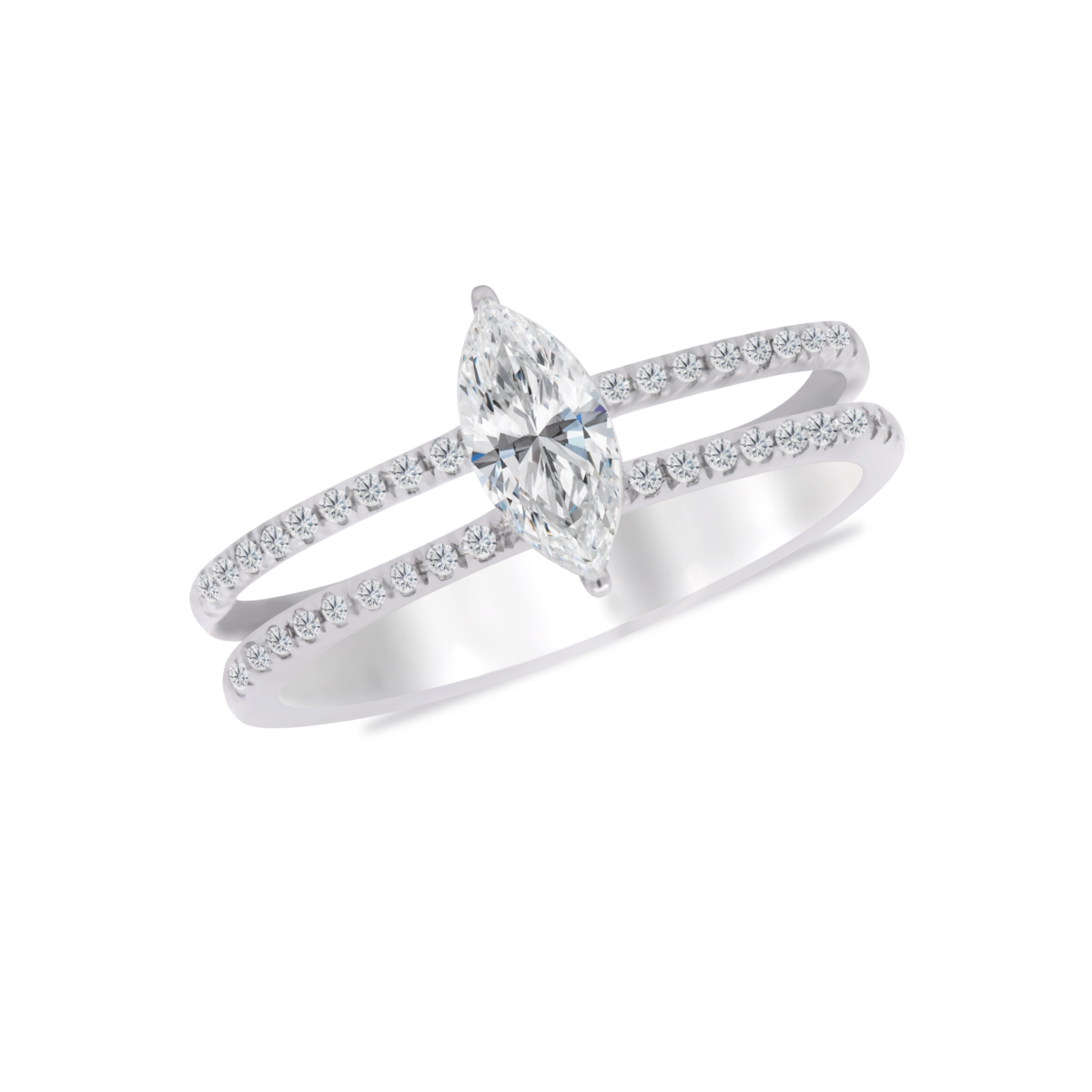 Double Row Marquise Cut diamond ring Dubai