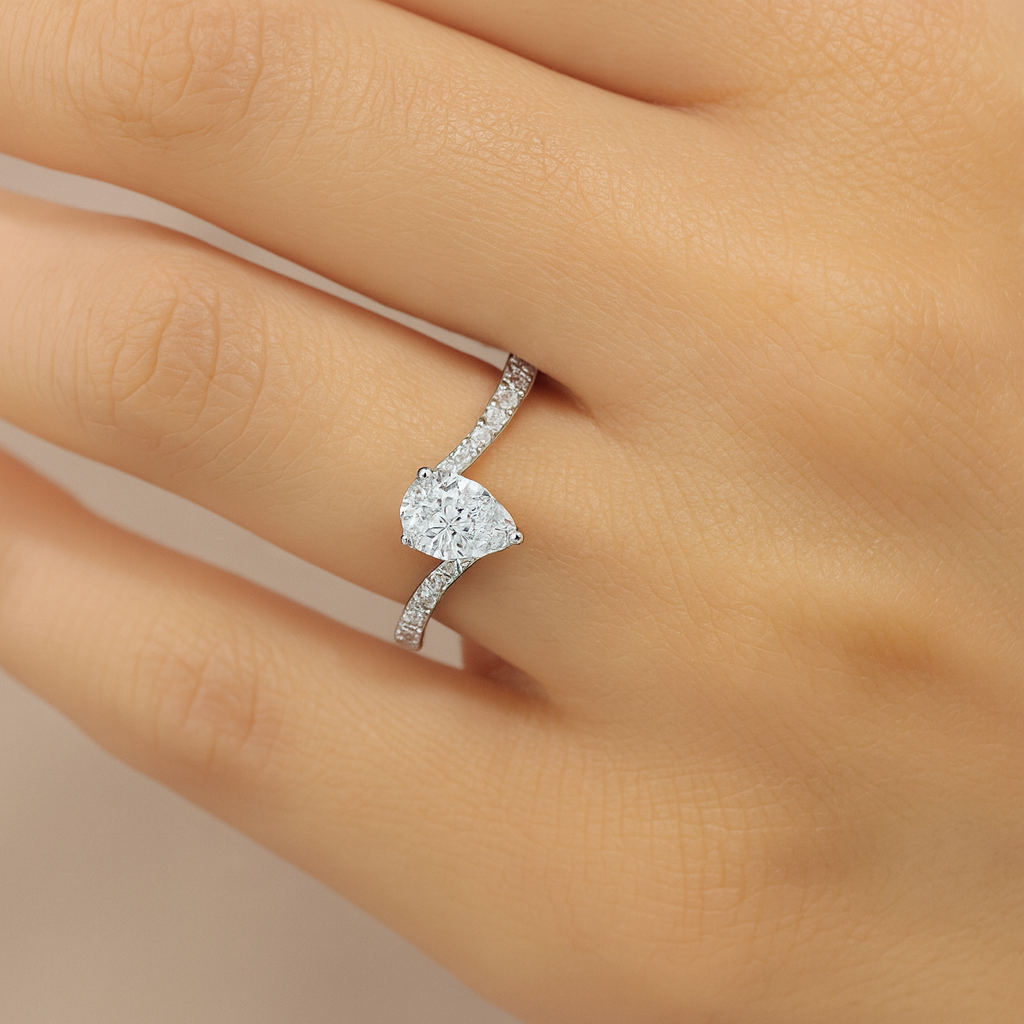 Pear Shape Bypass diamond ring UAE