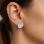 Round & Baguette Diamond Stud Earrings