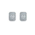 Round & Baguette Diamond Stud Earrings Dubai