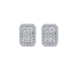 Round Baguette Diamond Stud Earrings Dubai