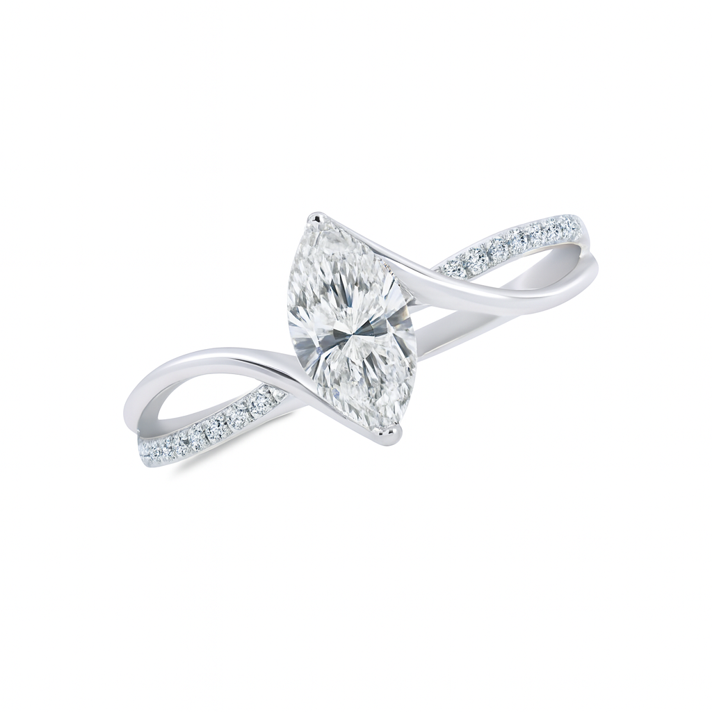 Twisted Split Shank Marquise diamond ring Dubai