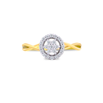 Twisted shanks cluster diamond ring Dubai