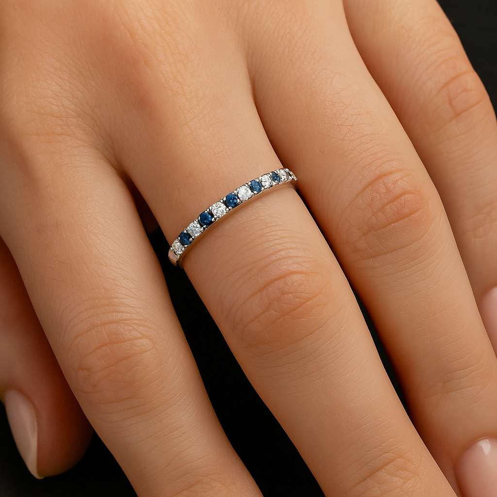 Blue Sapphire and Diamond Band Dubai