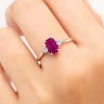 Emerald Cut Ruby ring with Shoulder diamonds UAE