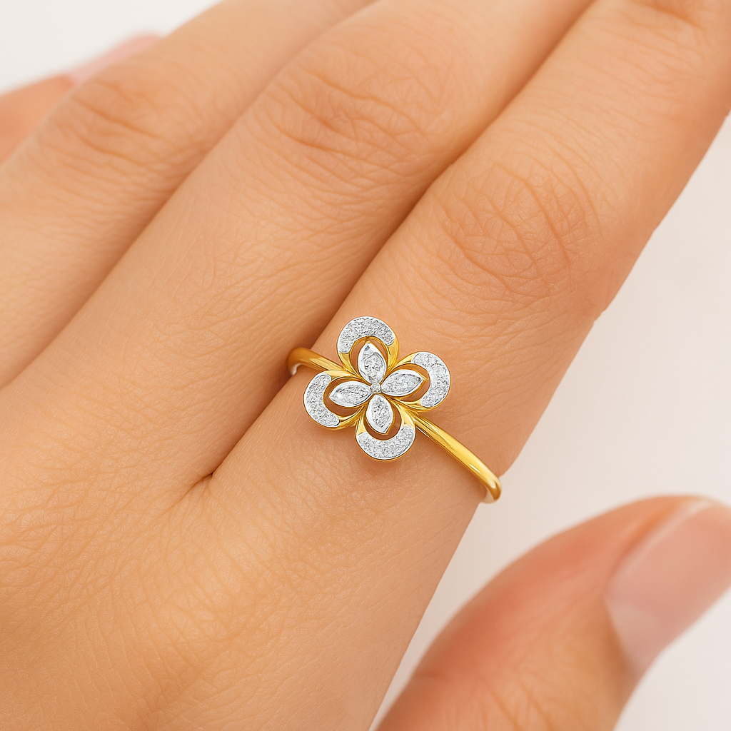 Floral diamond studded ring UAE