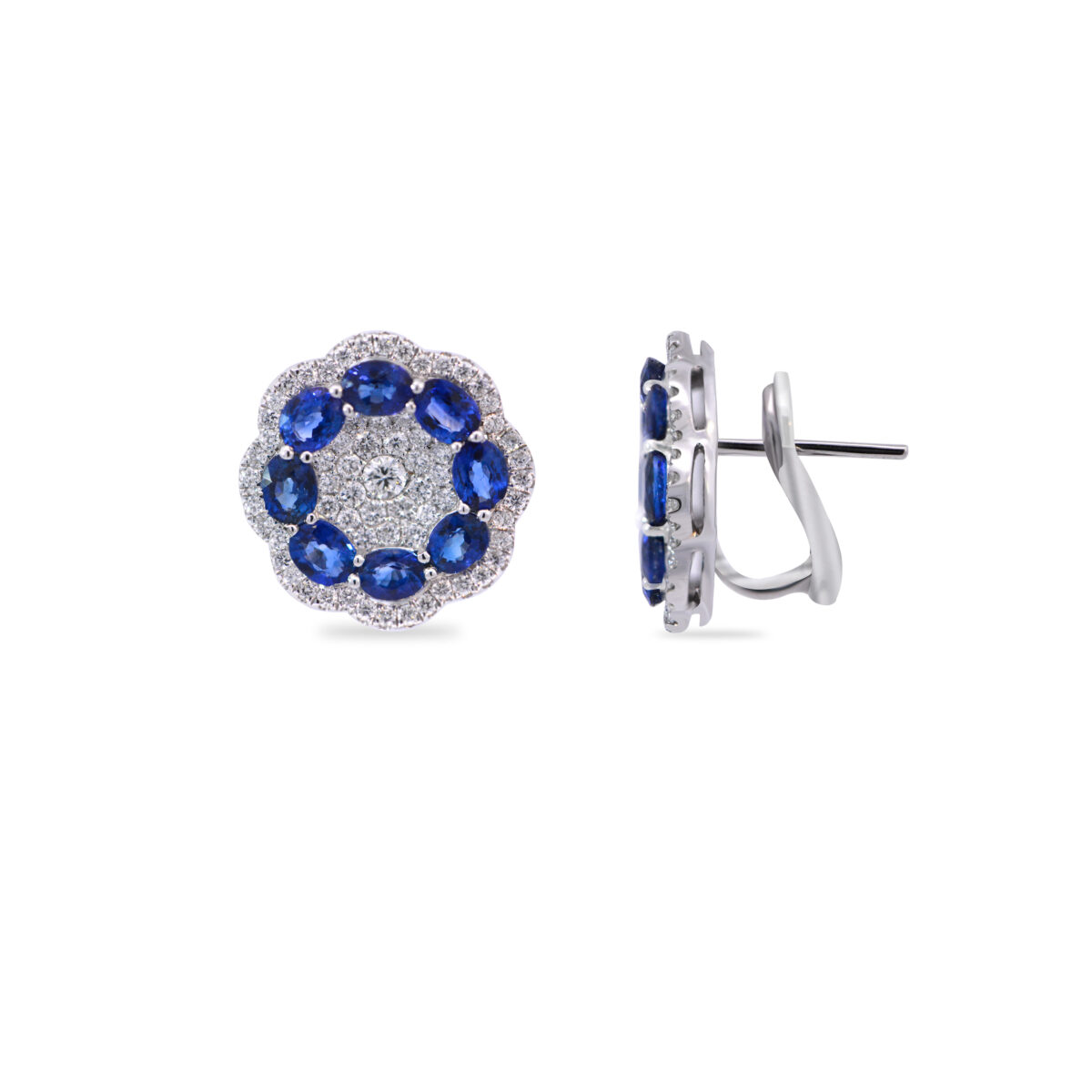 Sapphire and Diamond Floral earrings Dubai
