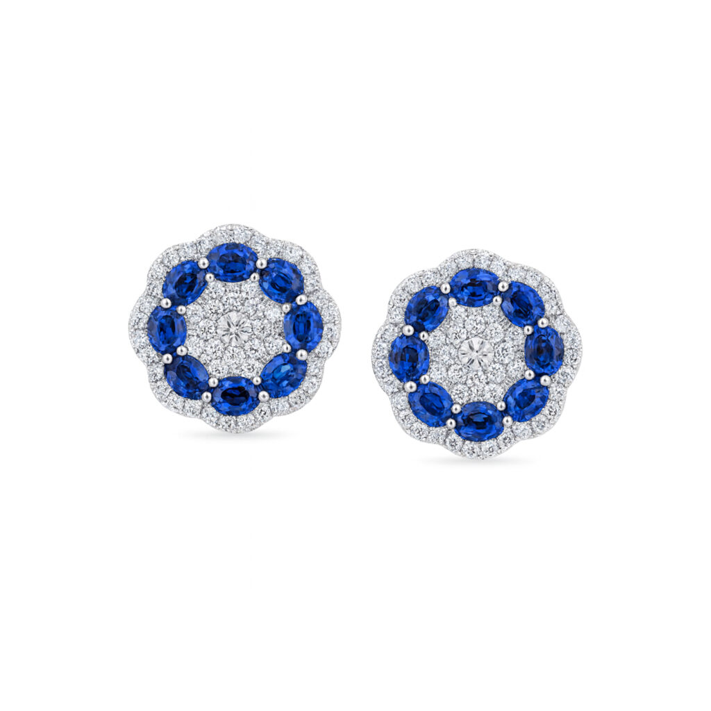 Sapphire and Diamond Floral earrings Dubai UAE