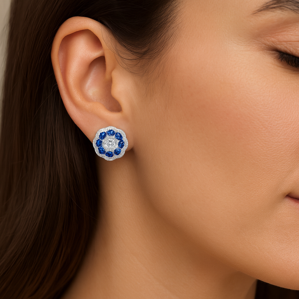 Sapphire and Diamond Floral earrings