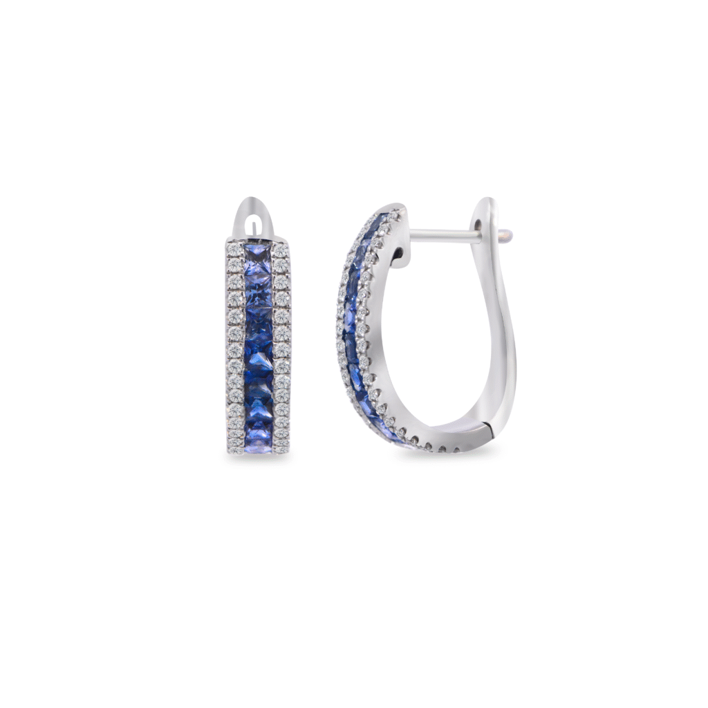 Sapphire and diamond Hoops