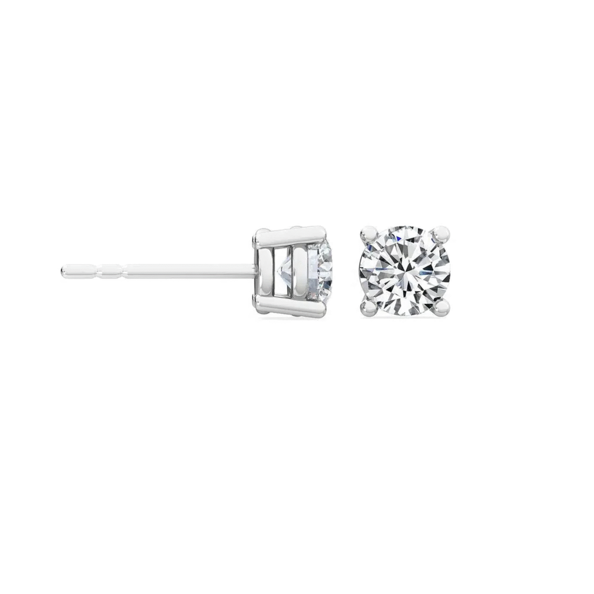 0.50 carat round diamond stud earrings side