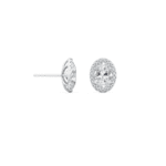 0.90 carat oval diamond stud earrings with Halo side