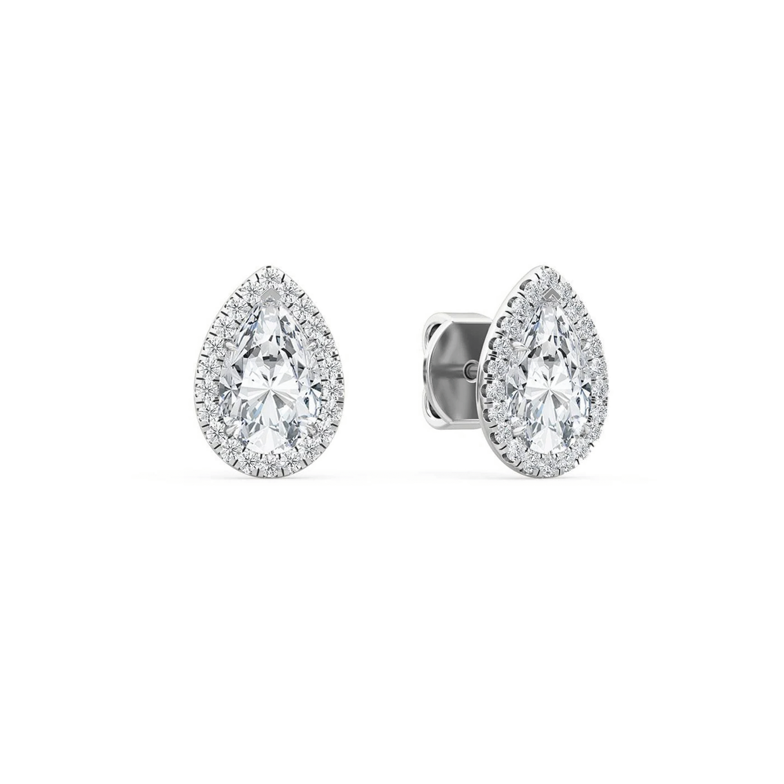 0.90 carat pear diamond stud earrings with Halo Dubai