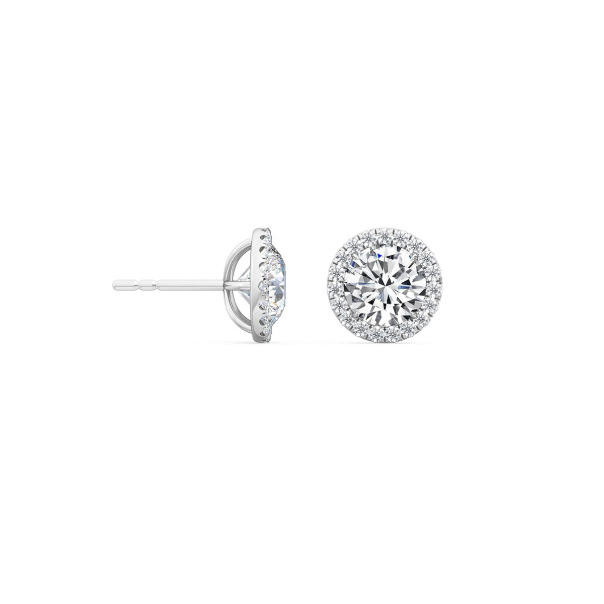0.90 ct round diamond stud earrings with Halo