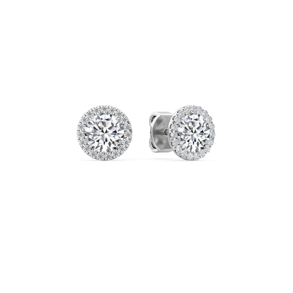 0.90 ct round diamond stud earrings with Halo Dubai