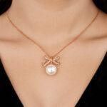 Bow pearl pendant with diamonds Dubai