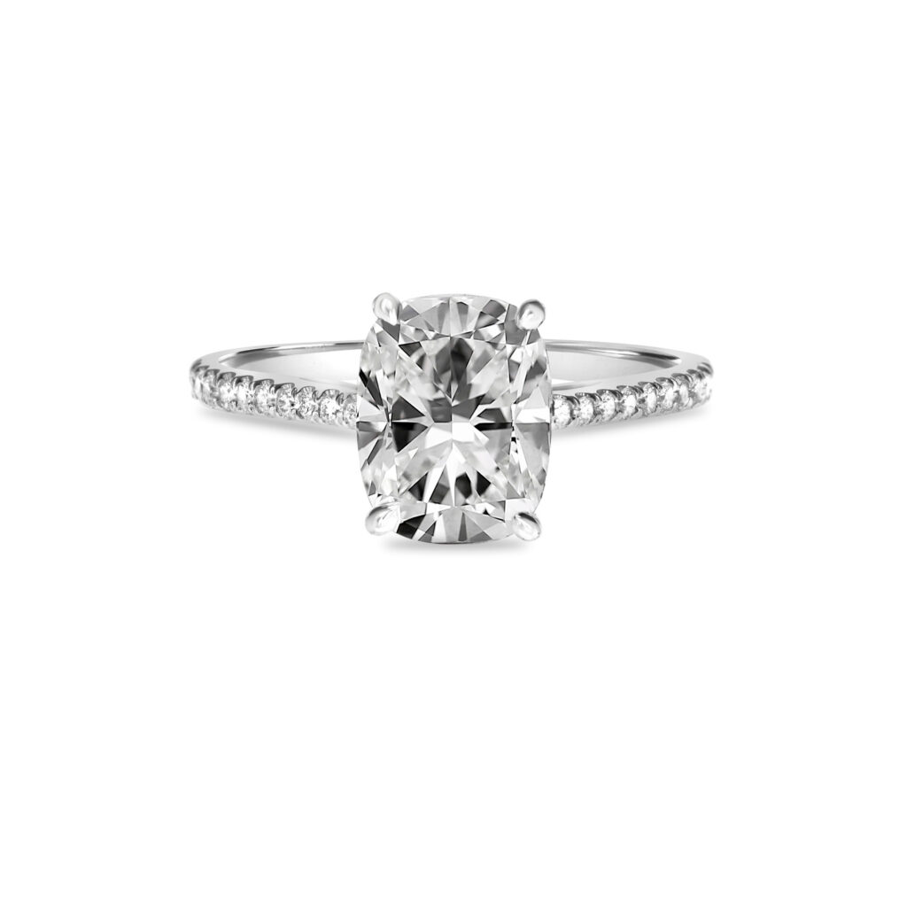 Cushion Diamond Ring With Shoulder diamonds
