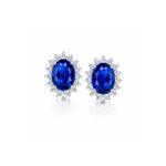 Diana setting Blue sapphire earrings