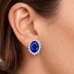 Diana setting Blue sapphire earrings Dubai