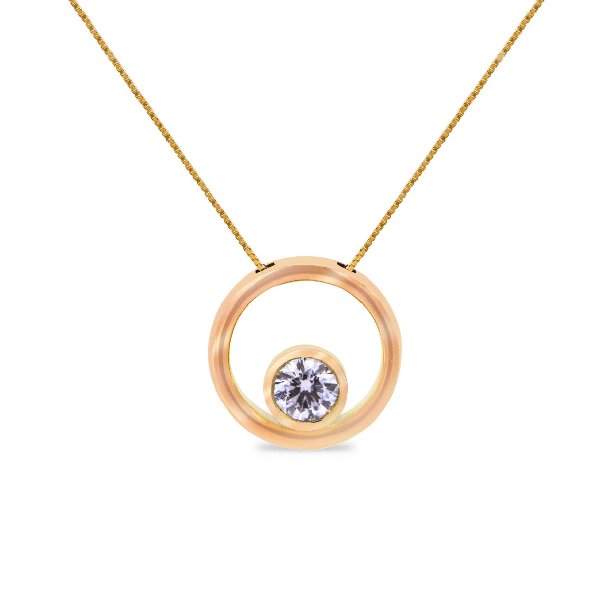 Dual Round Bezel Diamond Pendant
