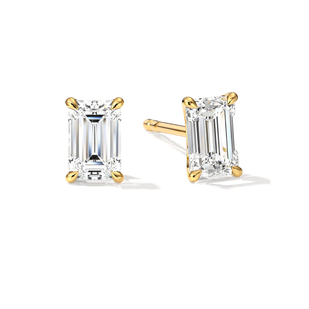 Emerald Cut diamond stud earrings Dubai