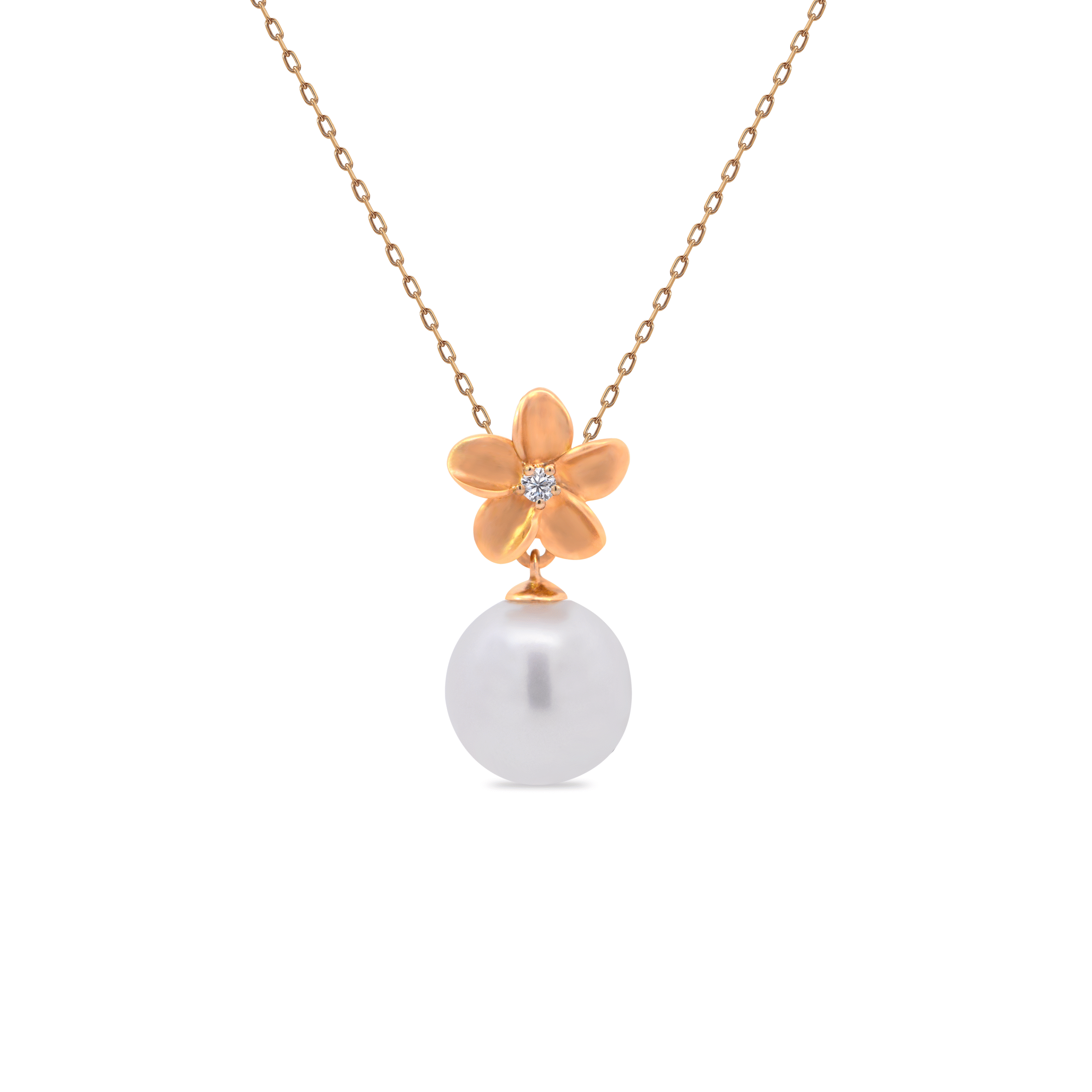 Flower pearl pendant with diamond
